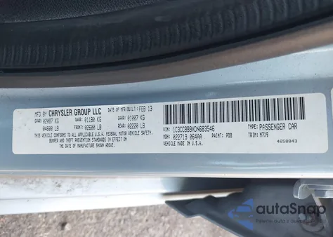 2013 Chrysler 200 Touring z USA, uszkodzony, nr VIN 1C3CCBBBXDN683546